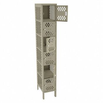 TENNSCO Box Lockr Ventilated 1 Wide 6 Tier Sand, 8ART6