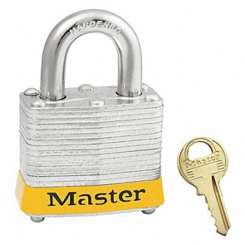 MASTER LOCK F0076 Lockout Padlock KA Yellow 1-1/4 H, 8AWK9