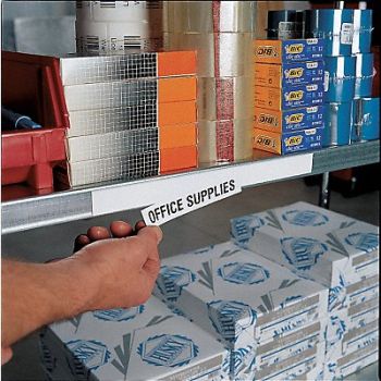 SLIP STRIP LblHldr Clear/White Smooth Slide-In, 6CDH8