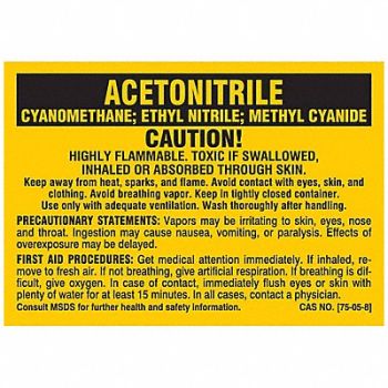 BRADY Chemical Label Self-Adhesive PK25, 8AYM4