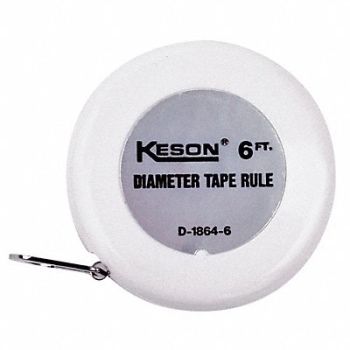 KESON Tape Measure 1/4 In x 6 ft White In./Ft., 8CLX2