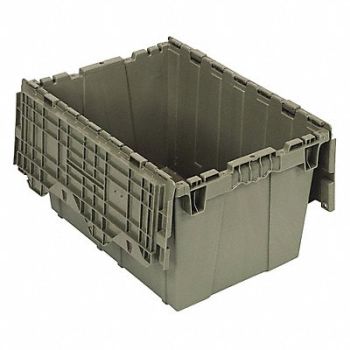 QUANTUM STORAGE SYSTEMS Attached Lid Container Gray Solid HDPE, 8CP02