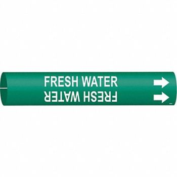 BRADY Pipe Marker Fresh Water 2 in H 2 in W, 8CP26
