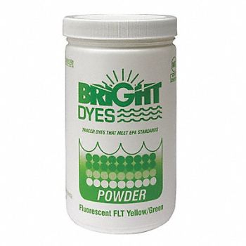 BRIGHT DYES Dye Tracer Powder Flt Yellow/Green 1 lb, 8CV78
