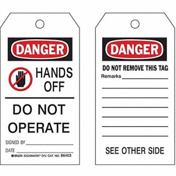 BRADY Danger Tag 5-3/4 x 3 In Hd Polyest PK10, 8CW49