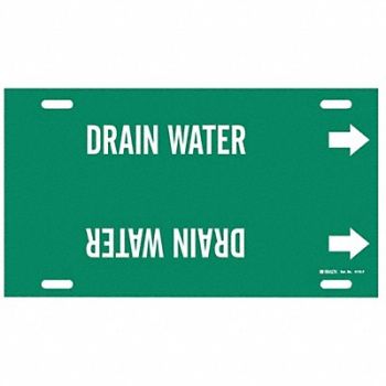 BRADY Pipe Marker Drain Water 8 in H 16 in W, 8CW73