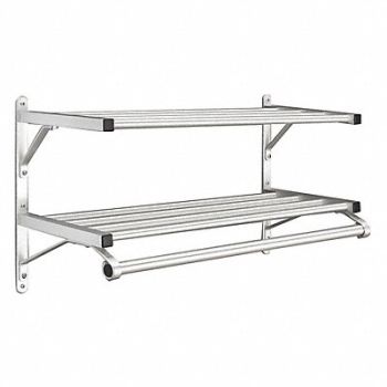 GLARO Coat Rack 2 Shelves 24 In W Satin Alum, 8CW93