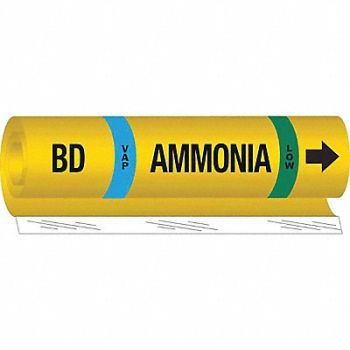 BRADY Pipe Marker Ammonia 9 in H 8 in W, 8CW98