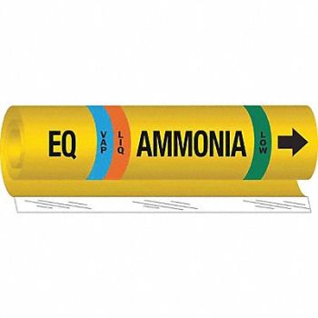 BRADY Pipe Marker Ammonia 9 in H 8 in W, 8CWA0