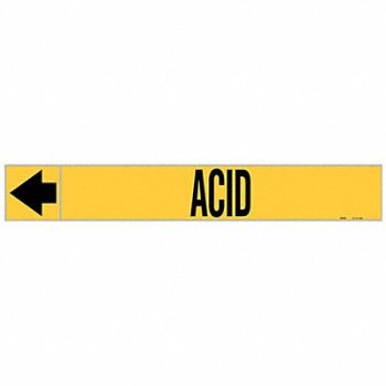 BRADY Pipe Marker Acid 1 in H 8 in W, 8CXW4