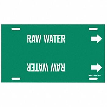 BRADY Pipe Marker Raw Water 10 in H 24 in W, 8CYG5