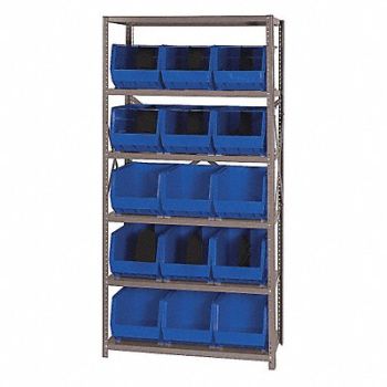 QUANTUM STORAGE SYSTEMS E1502 Bin Shlvng 18inx75inx36in Blue, 8CZV8