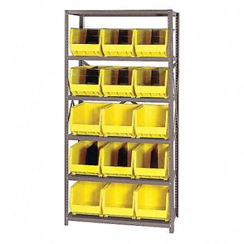 QUANTUM STORAGE SYSTEMS E1502 Bin Shlvng 18inx75inx36in Yellow, 8CZV9