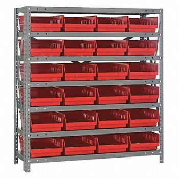 QUANTUM STORAGE SYSTEMS E1524 Bin Shlvng 18inx39inx36in Red, 8DC81