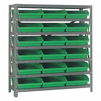 QUANTUM STORAGE SYSTEMS E1525 Bin Shlvng 18inx39inx36in Green, 8DC82