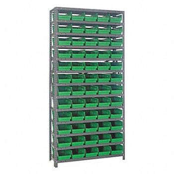 QUANTUM STORAGE SYSTEMS E1507 Bin Shlvng 12inx75inx36in Green, 8DDA6