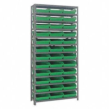 QUANTUM STORAGE SYSTEMS E1509 Bin Shlvng 12inx75inx36in Green, 8DDC1