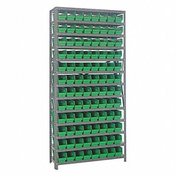 QUANTUM STORAGE SYSTEMS E1506 Bin Shlvng 12inx75inx36in Green, 8DDV4
