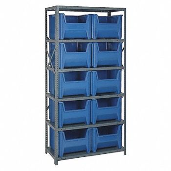 QUANTUM STORAGE SYSTEMS E1496 Bin Shlvng 18inx75inx36in Blue, 8DE99