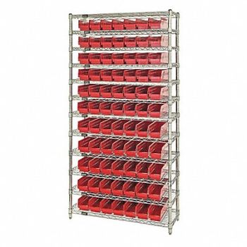 QUANTUM STORAGE SYSTEMS E3957 Bin Shlvng 18inx74inx36in Red, 8DG33