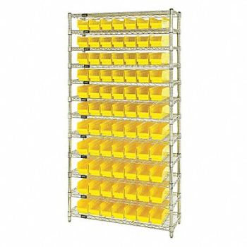 QUANTUM STORAGE SYSTEMS E3957 Bin Shlvng 18inx74inx36in Yellow, 8DG34