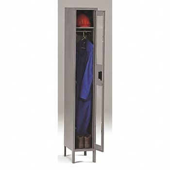 TENNSCO Wrdrb Lockr Clearview 1 Wide 1 Tier Gray, 8DL79