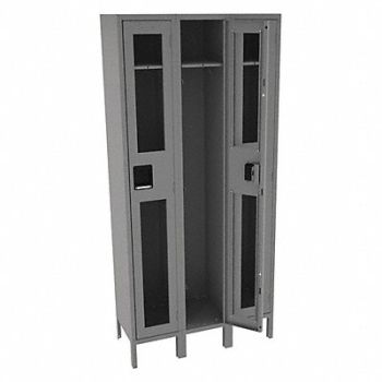 TENNSCO Wrdrb Lockr Clearview 3 Wide 1 Tier Gray, 8DMV5
