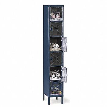 TENNSCO Box Locker Clearview 1 Wide 6 Tier Blue, 8DMV6