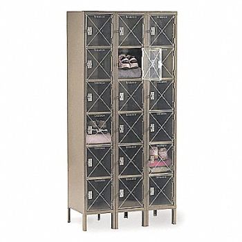 TENNSCO Box Locker Clearview 3 Wide 6 Tier Sand, 8DX17