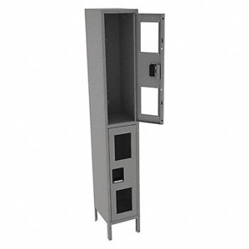 TENNSCO Wrdrb Lockr Clearview 1 Wide 2 Tier Gray, 8DXJ7