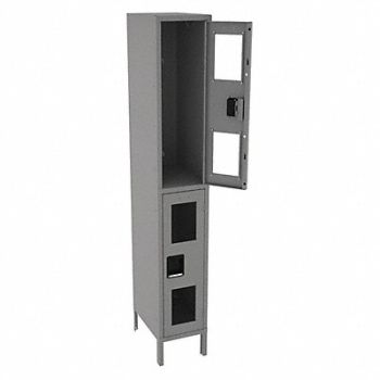 TENNSCO Wrdrb Lockr Clearview 1 Wide 2 Tier Gray, 8DXJ8