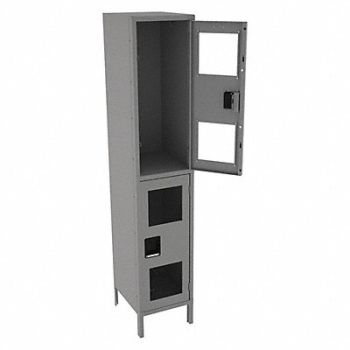 TENNSCO Wrdrb Lockr Clearview 1 Wide 2 Tier Gray, 8DXK1