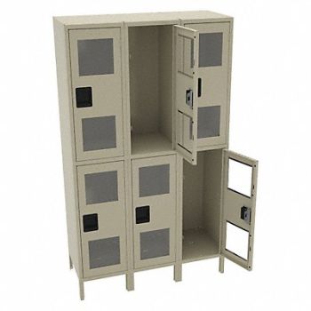 TENNSCO Wrdrb Lockr Clearview 3 Wide 2 Tier Sand, 8DXK2