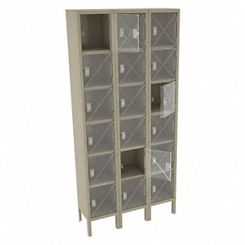 TENNSCO Box Locker Clearview 3 Wide 6 Tier Sand, 8DXK3