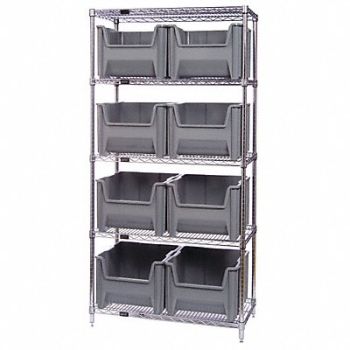 QUANTUM STORAGE SYSTEMS F1591 Bin Shlvng 18inx74inx42in Blue, 8EA36