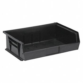 QUANTUM STORAGE SYSTEMS F0606 Hang and Stack Bin Black PP 5 in, 8EC69