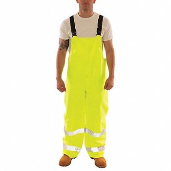 TINGLEY Rain Bib Overall Class E Ylw/Grn 2XL, 8FET3