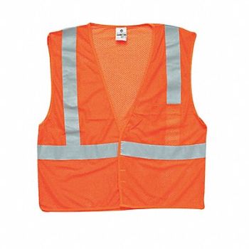KISHIGO E6630 High Visibility Vest Class 2 3XL Orange, 9TM69