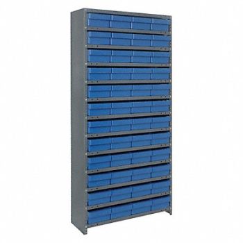 QUANTUM STORAGE SYSTEMS E6884 Enclosed Bin Shlvng 12x75x36in Blue, 8LPR8