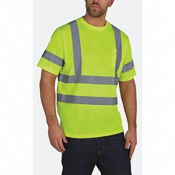 GRAINGER APPROVED Short Slv T-Shirt Lime 100 per PET 2XL, 8WP28