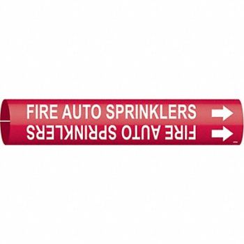 BRADY Pipe Marker Fire Auto Sprinklers 7/8in W, 8NAL4