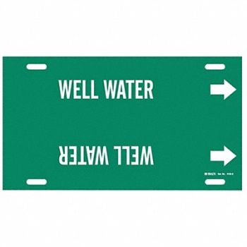 BRADY Pipe Marker Well Water 10 in H 24 in W, 8NAM6
