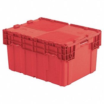 ORBIS E3402 Attached Lid Container Red Solid HDPE, 8NCZ0