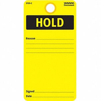 ELECTROMARK Inspection Tag 5-3/4 x 3 In Bk/Yel PK25, 8NDW2