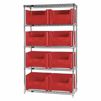 QUANTUM STORAGE SYSTEMS F1591 Bin Shlvng 18inx74inx42in Red, 8NGV0