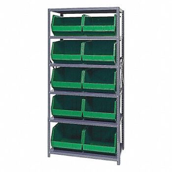 QUANTUM STORAGE SYSTEMS E1504 Bin Shlvng 18inx75inx36in Green, 8NH81
