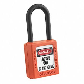 MASTER LOCK Lockout Padlock KA Orange 1-3/4 H, 9W571