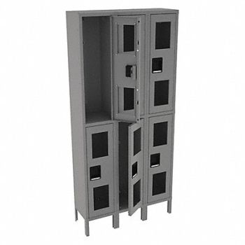 TENNSCO Wrdrb Lockr Clearview 3 Wide 2 Tier Gray, 8NMX7