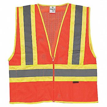 KISHIGO E6640 High Visibility Vest Class 2 4XL Orange, 8NNV9