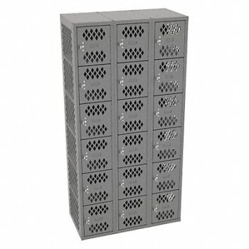 TENNSCO Box Lockr Ventilated 3 Wide 6 Tier Gray, 8PCV6